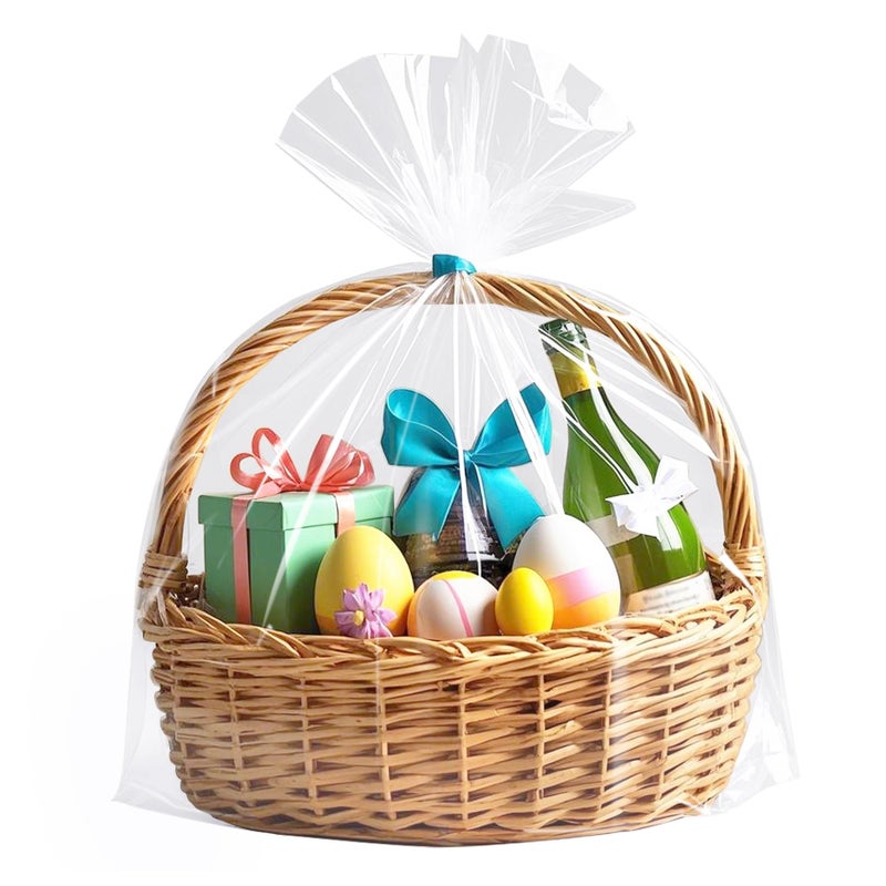 Morepack Large Cellophane Bags,26x32 Inch Big Clear Basket Bags 10 Pieces Cellophane/Cello Wrap for Gift Baskets - Image 1